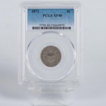 1872 US SHIELD NICKEL PCGS GRADED EF40