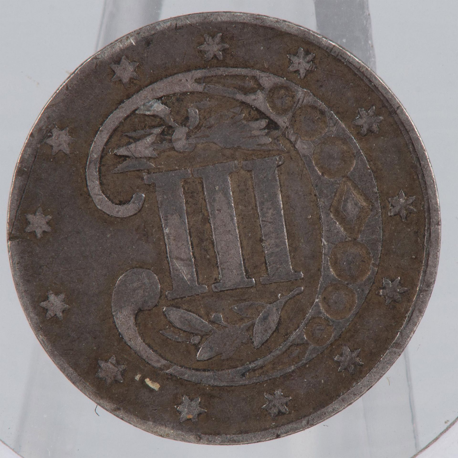 1860 SILVER 3C COIN EF45 - Bild 2 aus 5