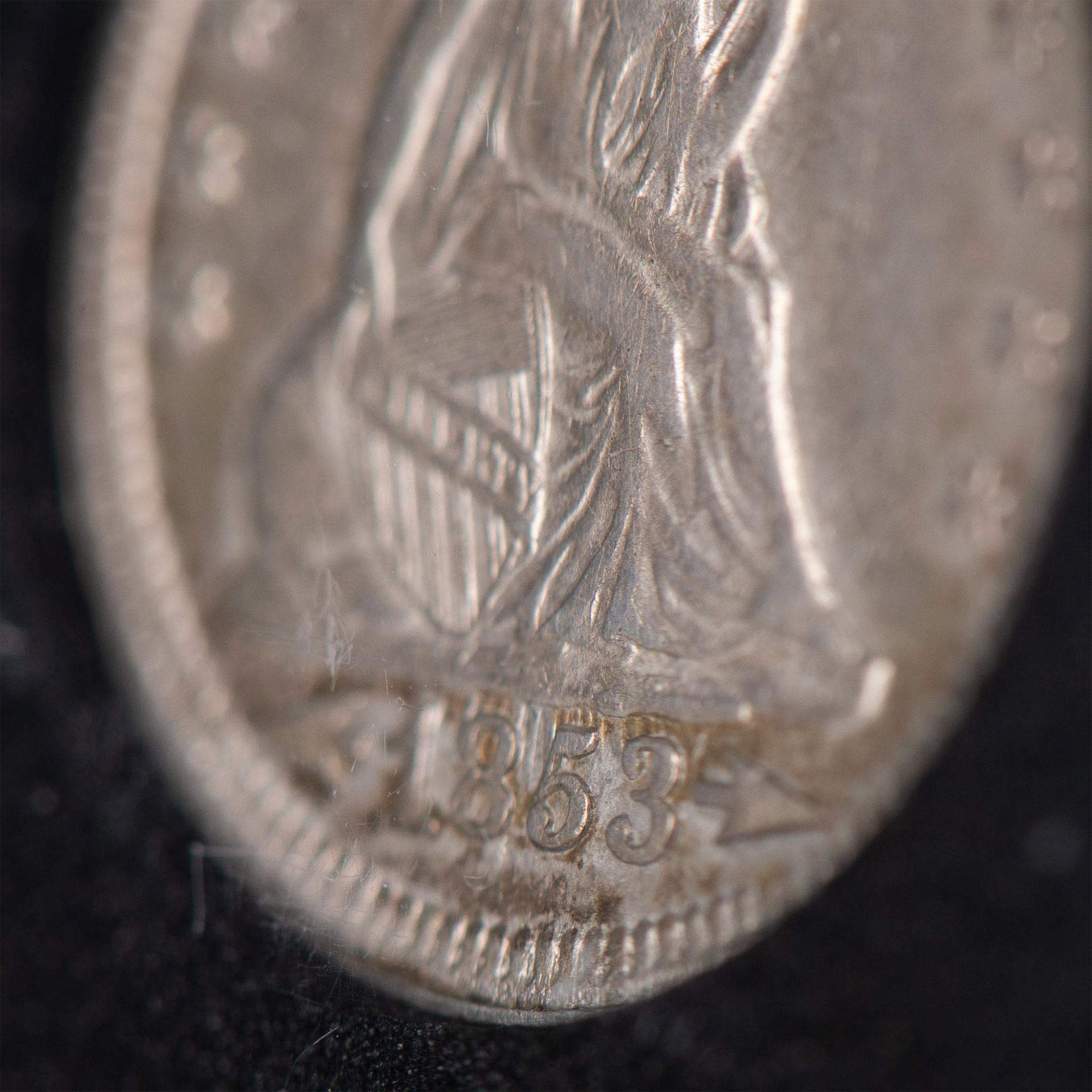 1853 US SEATED LIBERTY QUARTER EF40 - Image 6 of 10