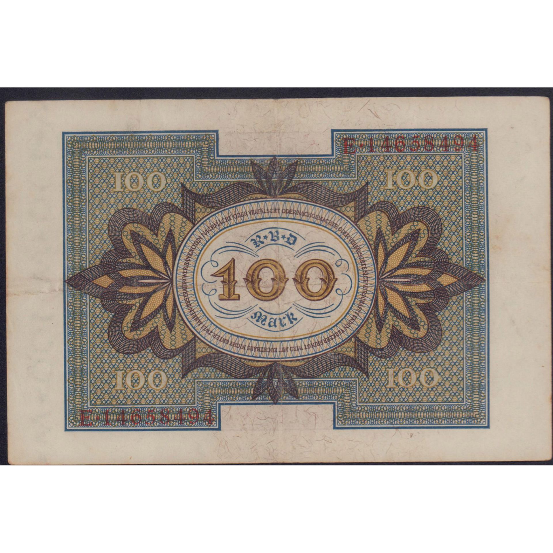 Antique 1920 German 100 Mark Banknote - Bild 2 aus 2