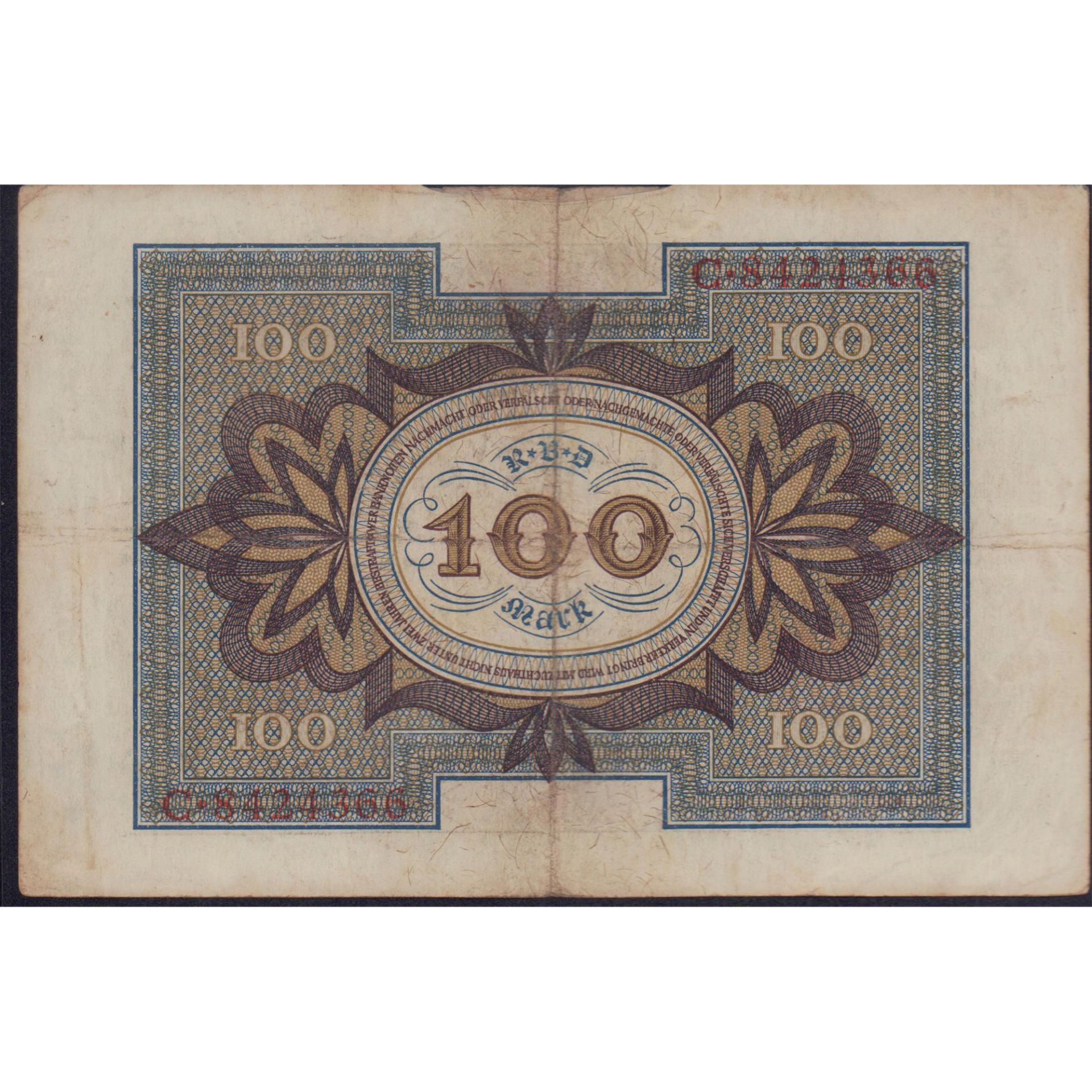 Antique 1920 German 100 Mark Banknote - Bild 2 aus 2