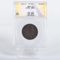 1803 LARGE 1C SMALL DATE LARGE FRACTION ANACS GRADED VF30