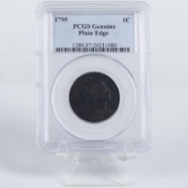 RARE 1795 LIBERTY CAP 1C PLAIN EDGE STYLE PCGS CERTIFIED