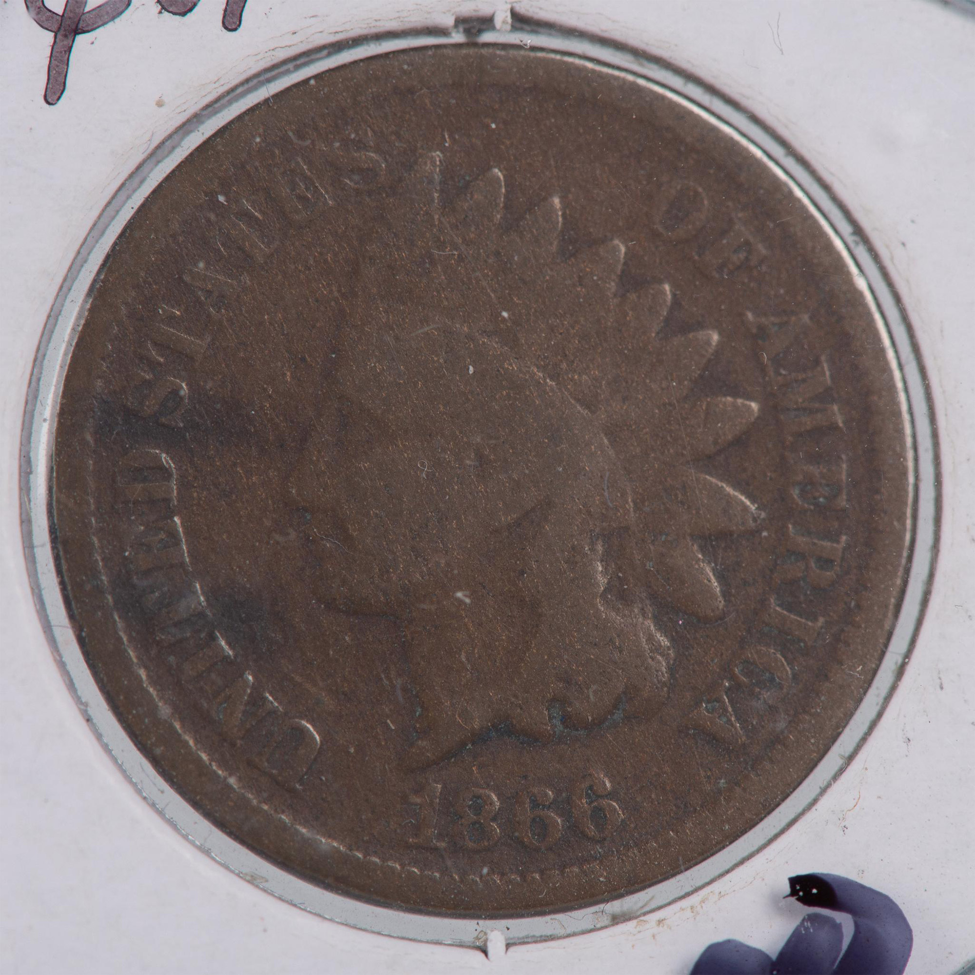 2 US INDIAN HEAD CENT COINS: 1865 & 1866 - Image 2 of 6