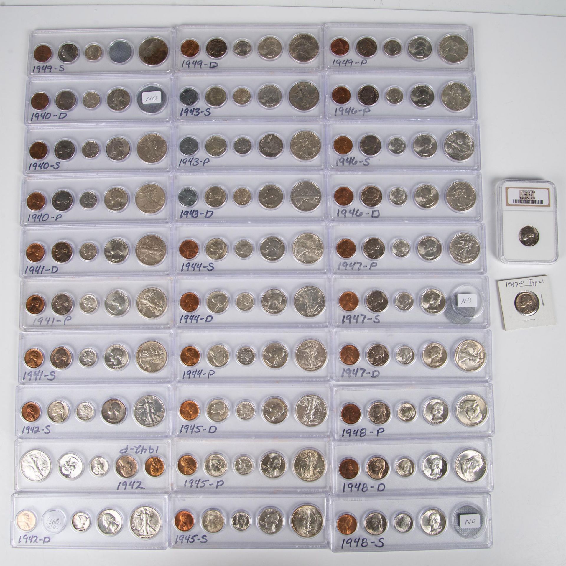 152PC COLLECTION OF US COINS FROM YEARS 1940-1949 - Bild 4 aus 20
