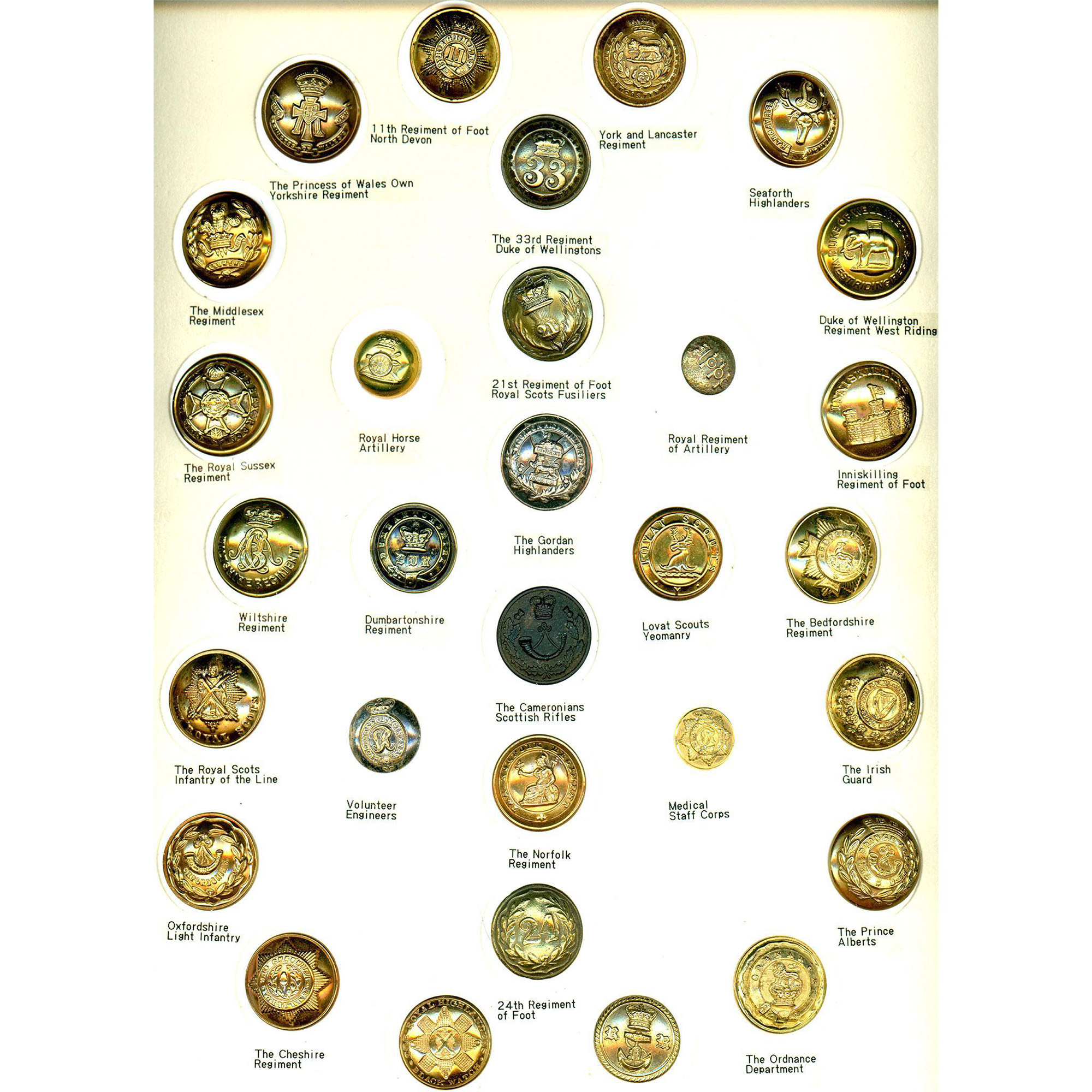 A card of division one uniform buttons