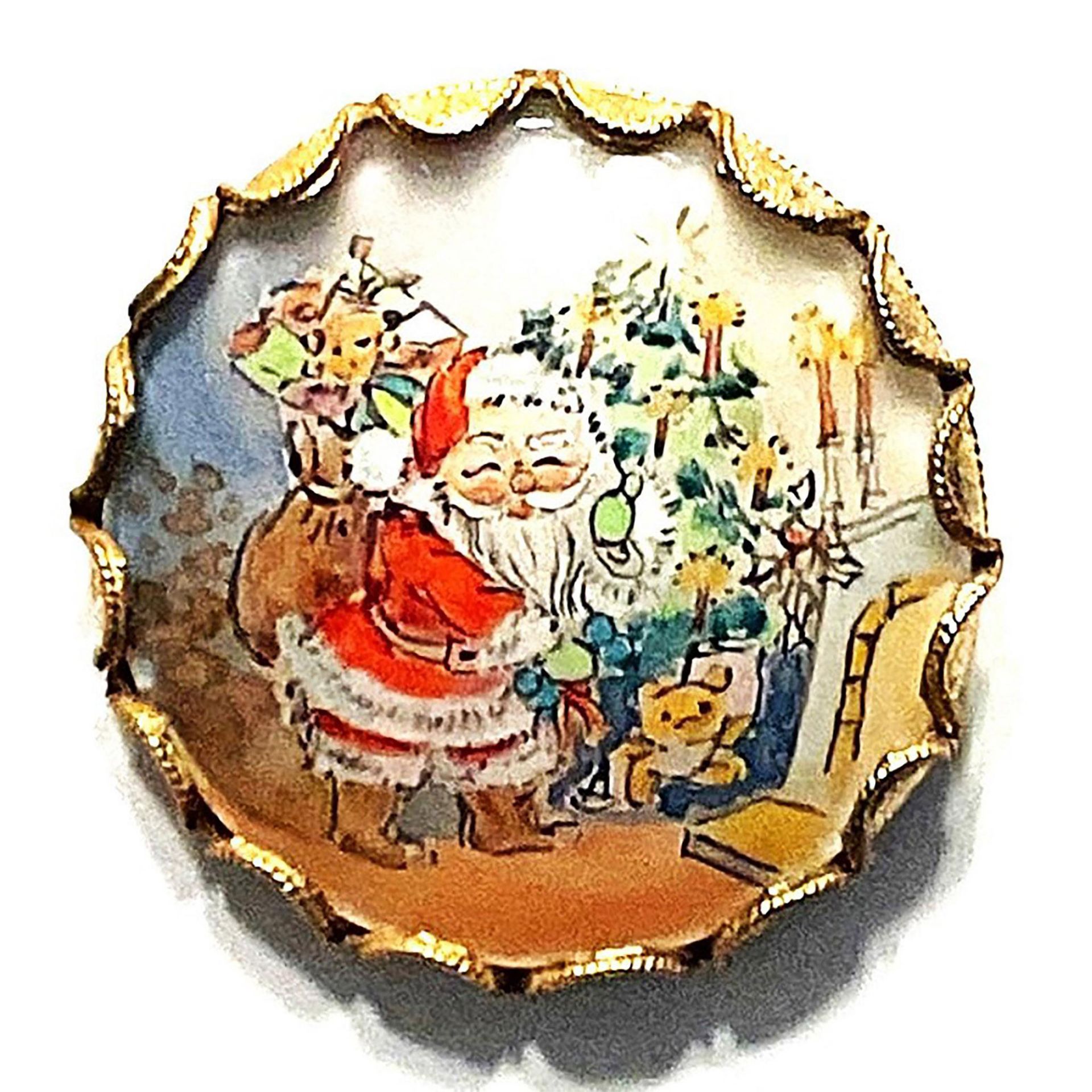 A division three glass in metal pictorial button