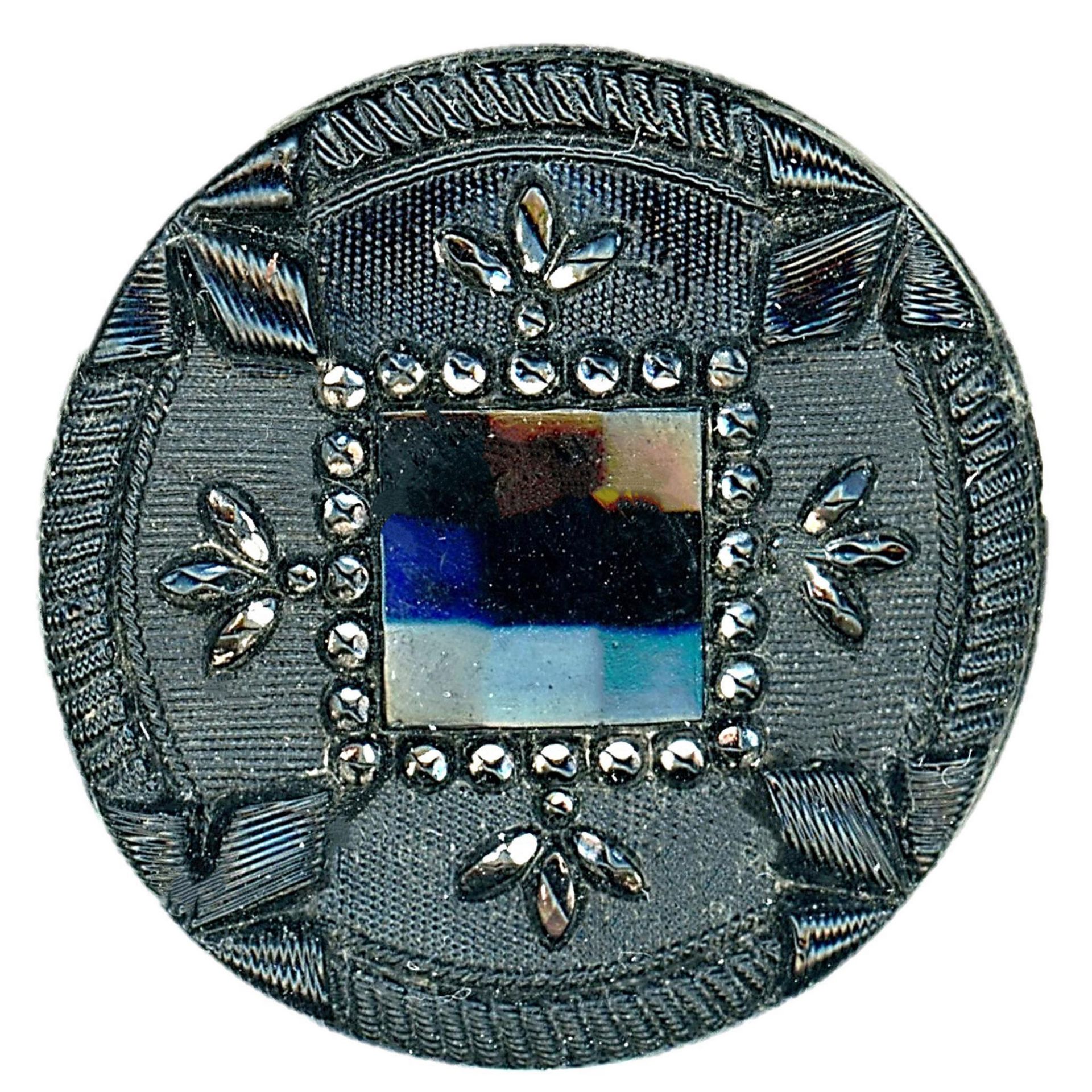 A card of division one and three black glass buttons - Image 3 of 4