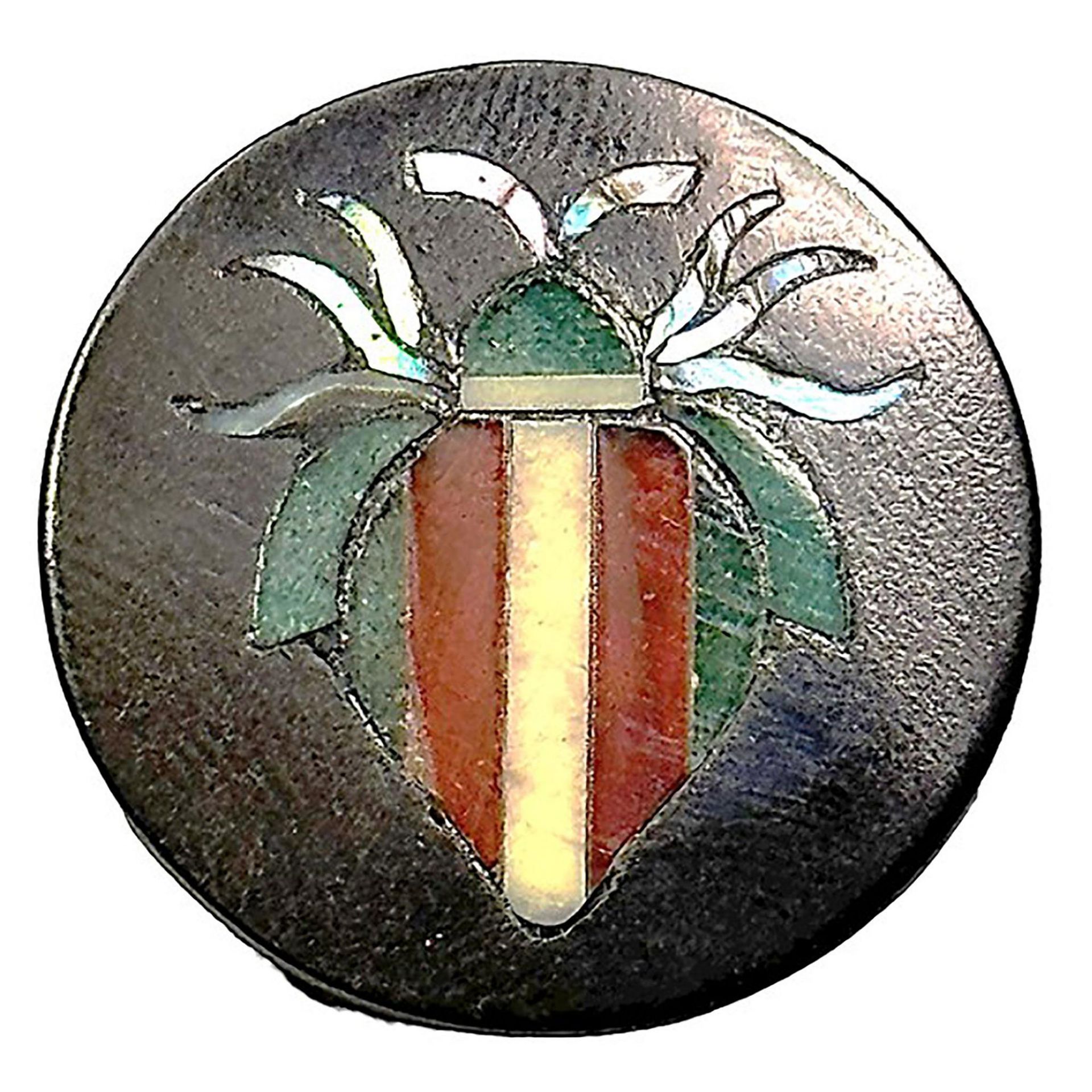 A division one Pietra Dura inlay button