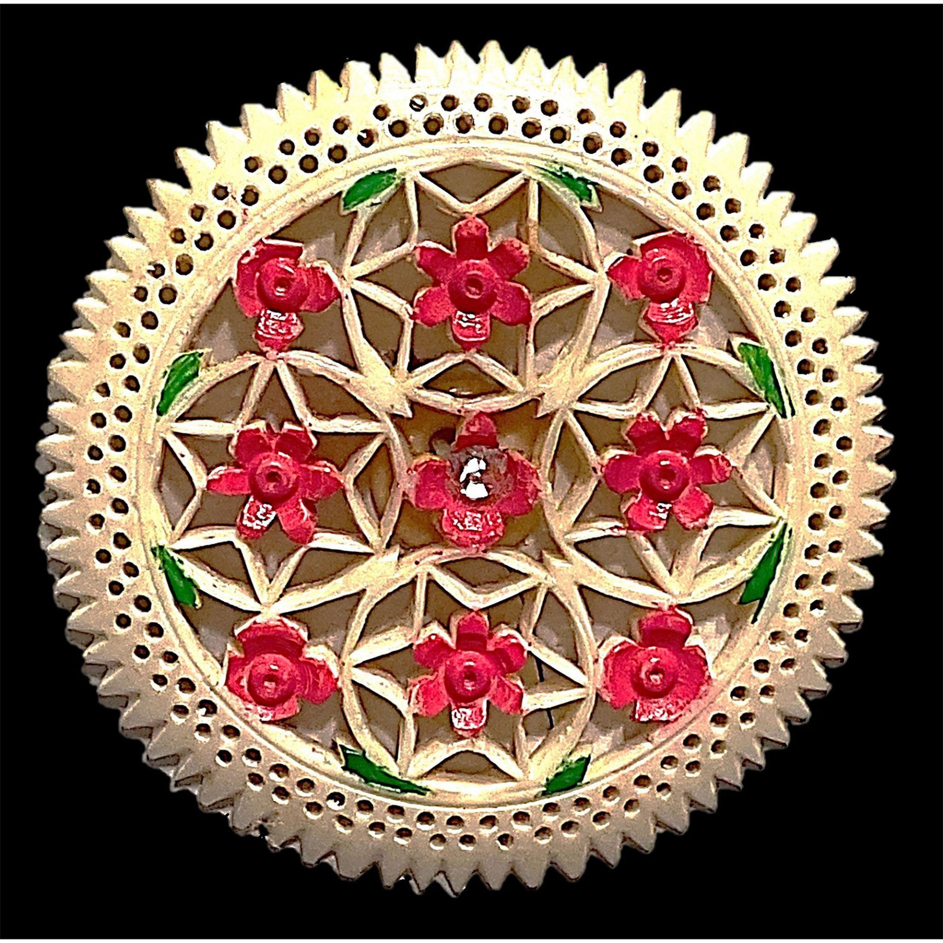 A division three hand carved Motiwala Brothers button