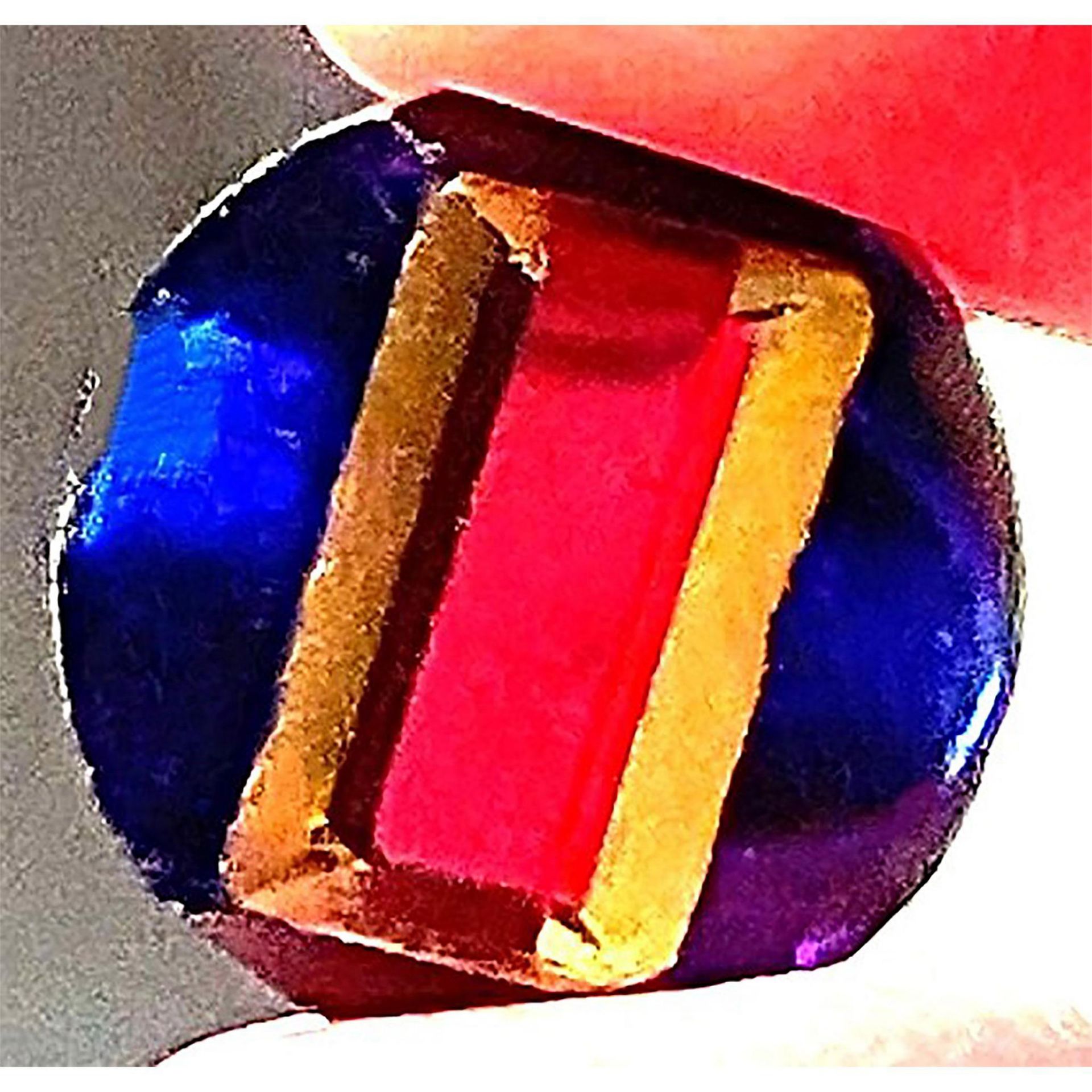 A division one colored Tingue glass button - Image 2 of 3