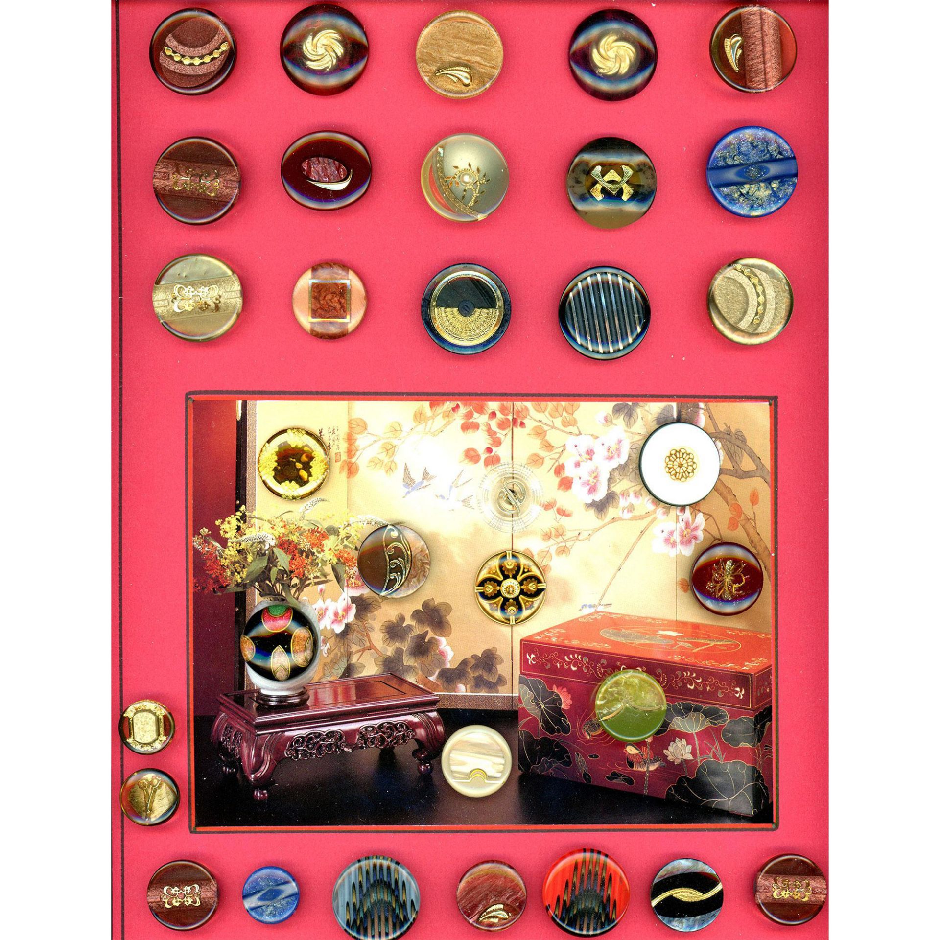 A box lot of assorted material buttons on cards - Image 8 of 11