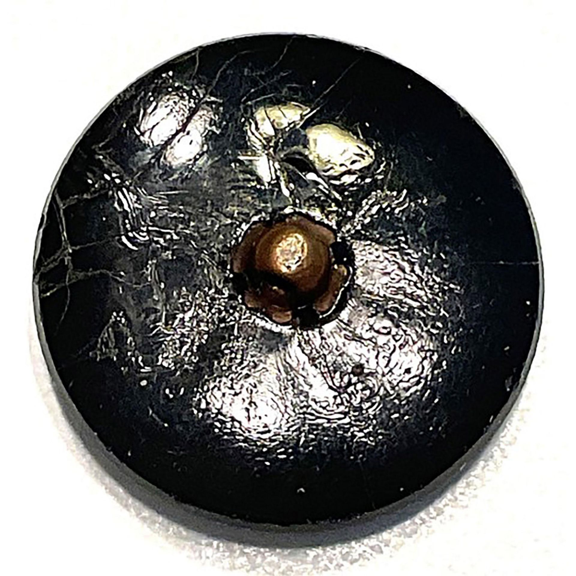 A division one pictorial black glass button - Image 2 of 2