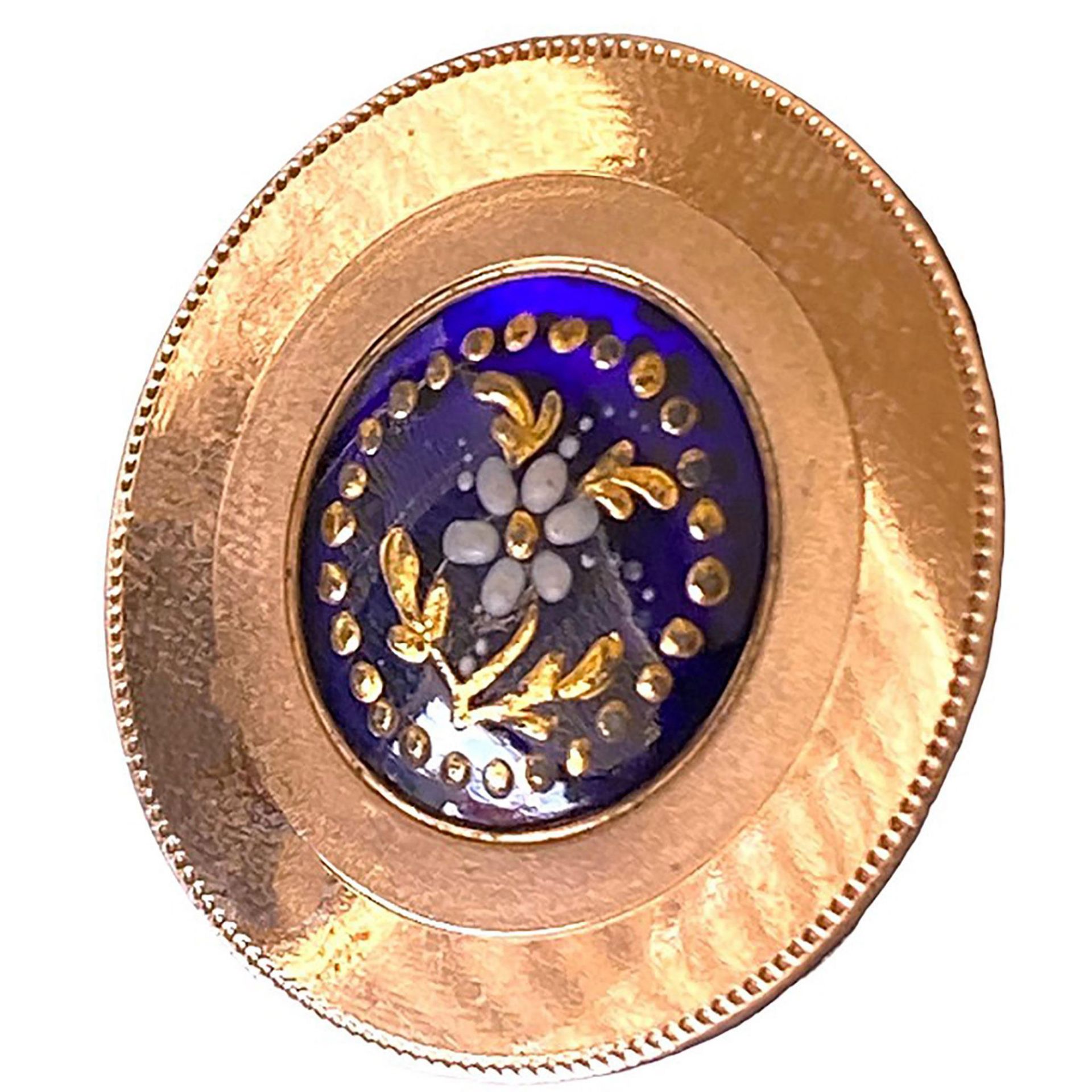 A rare division one glass centered copper button - Bild 2 aus 3