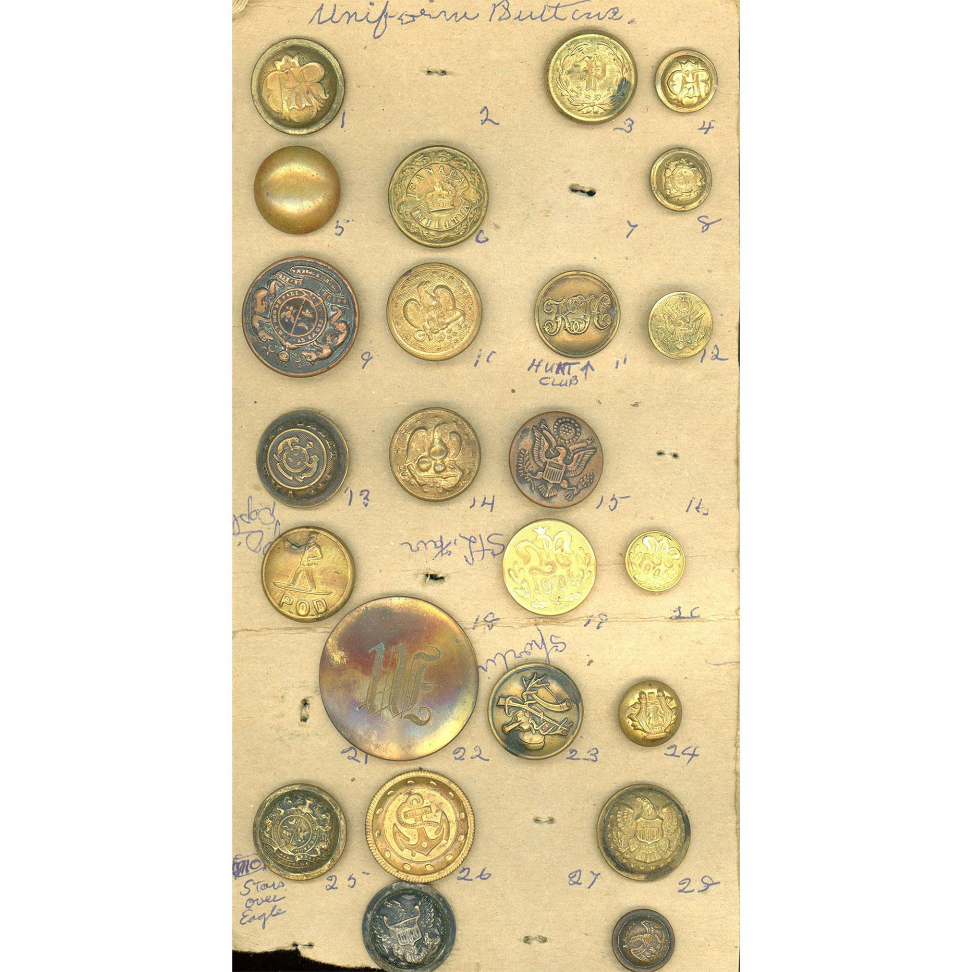 A box lot of assorted uniform buttons on cards - Image 8 of 8