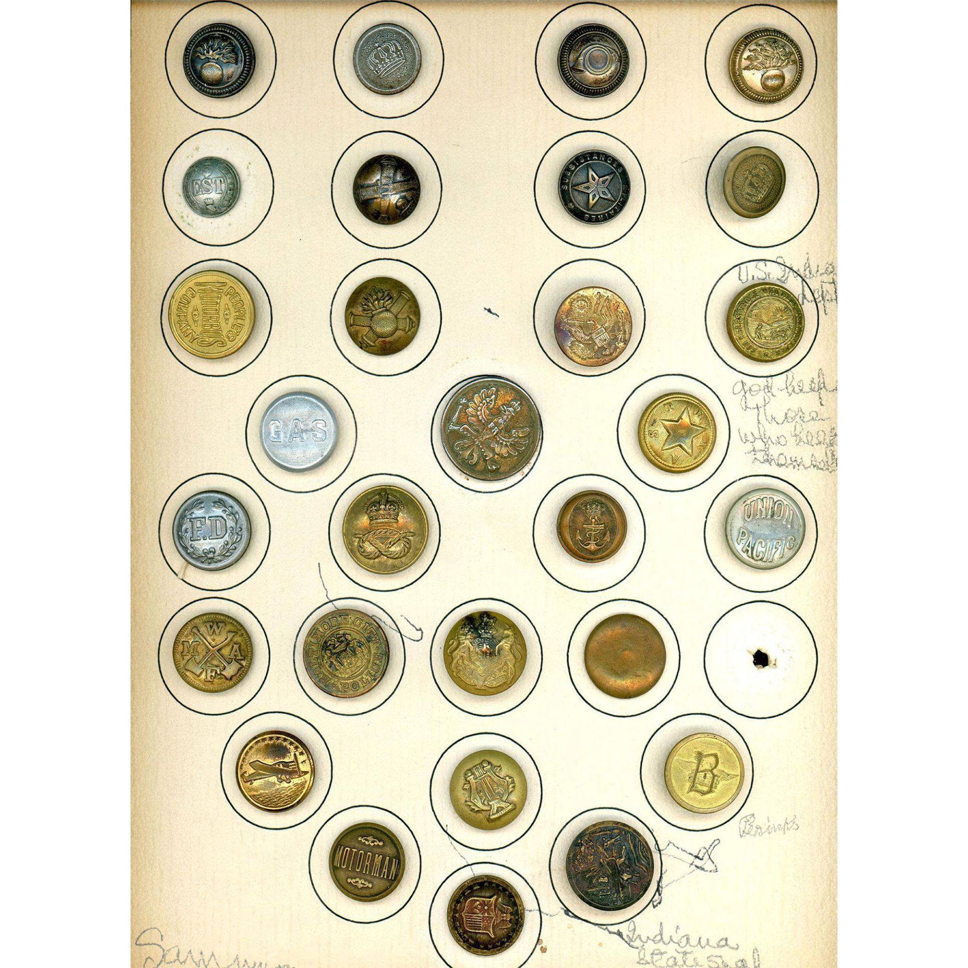 A box lot of assorted uniform buttons on cards - Image 2 of 8