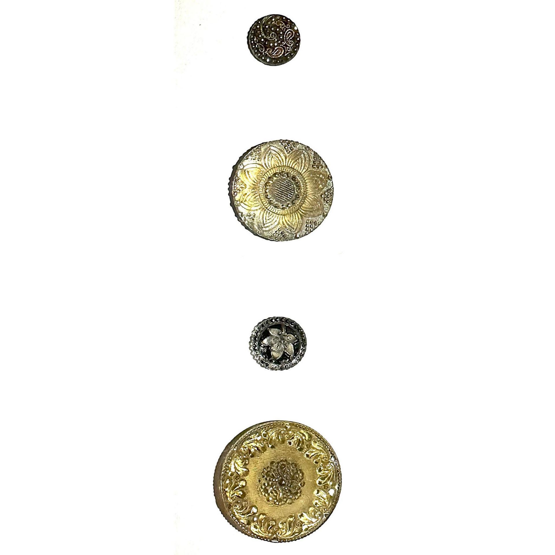 A small card of division one lacy glass buttons