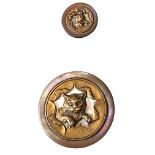 A pair of Division one pearl CAT buttons