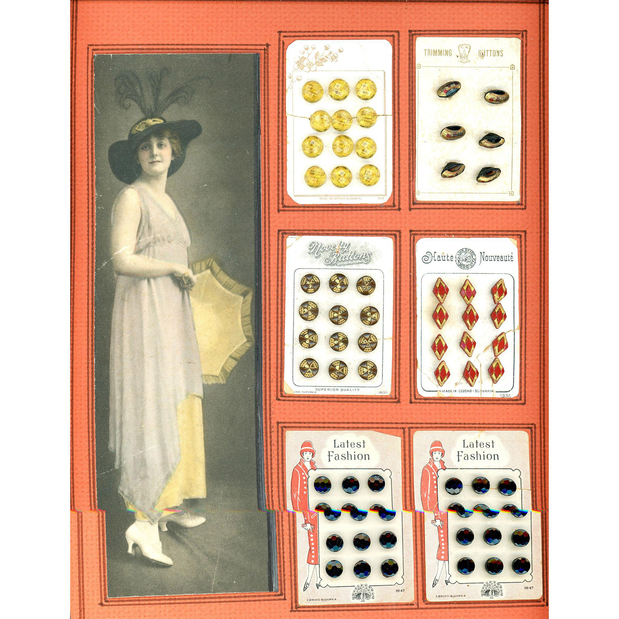 A box lot of assorted material buttons on cards - Image 2 of 11