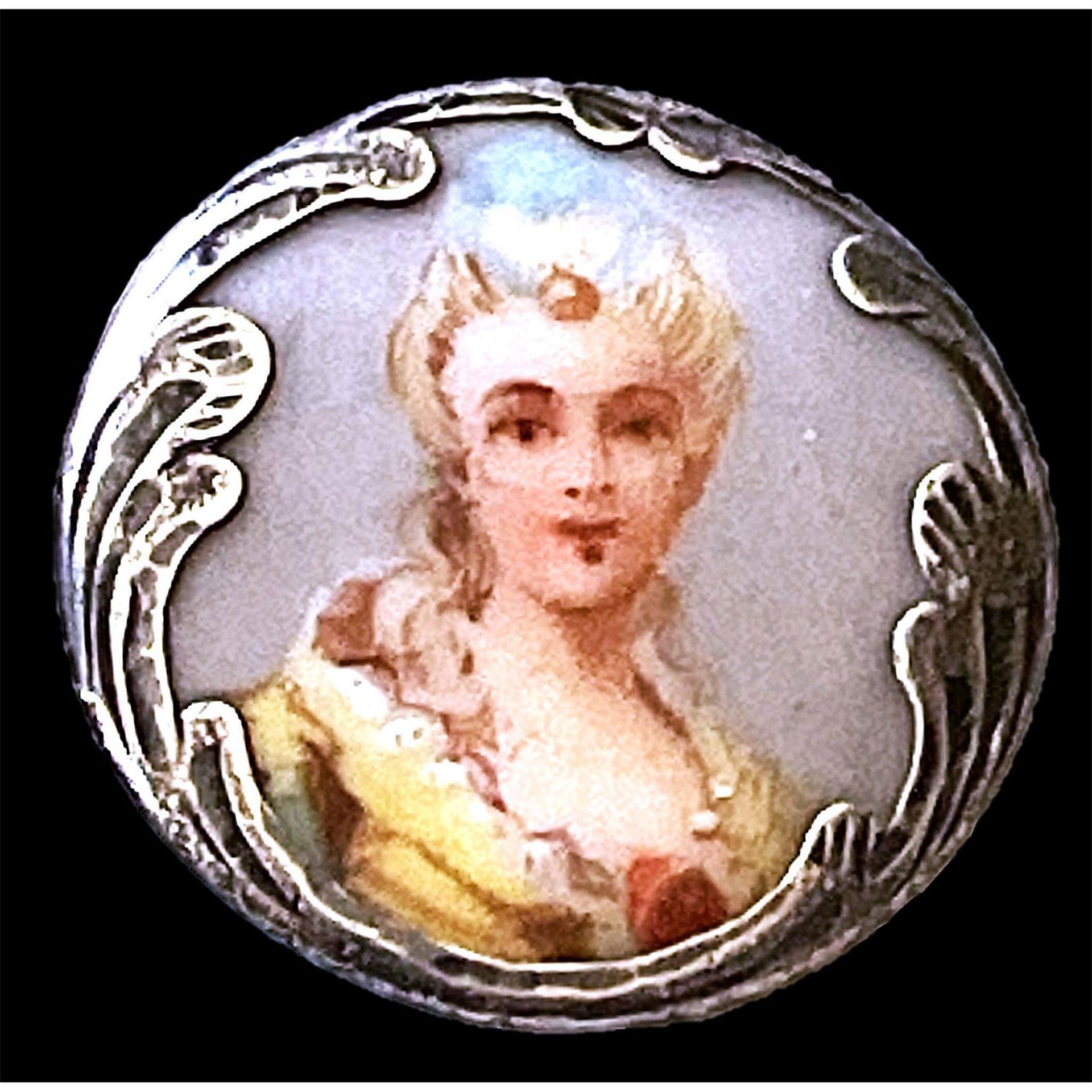 A division one pictorial porcelain button