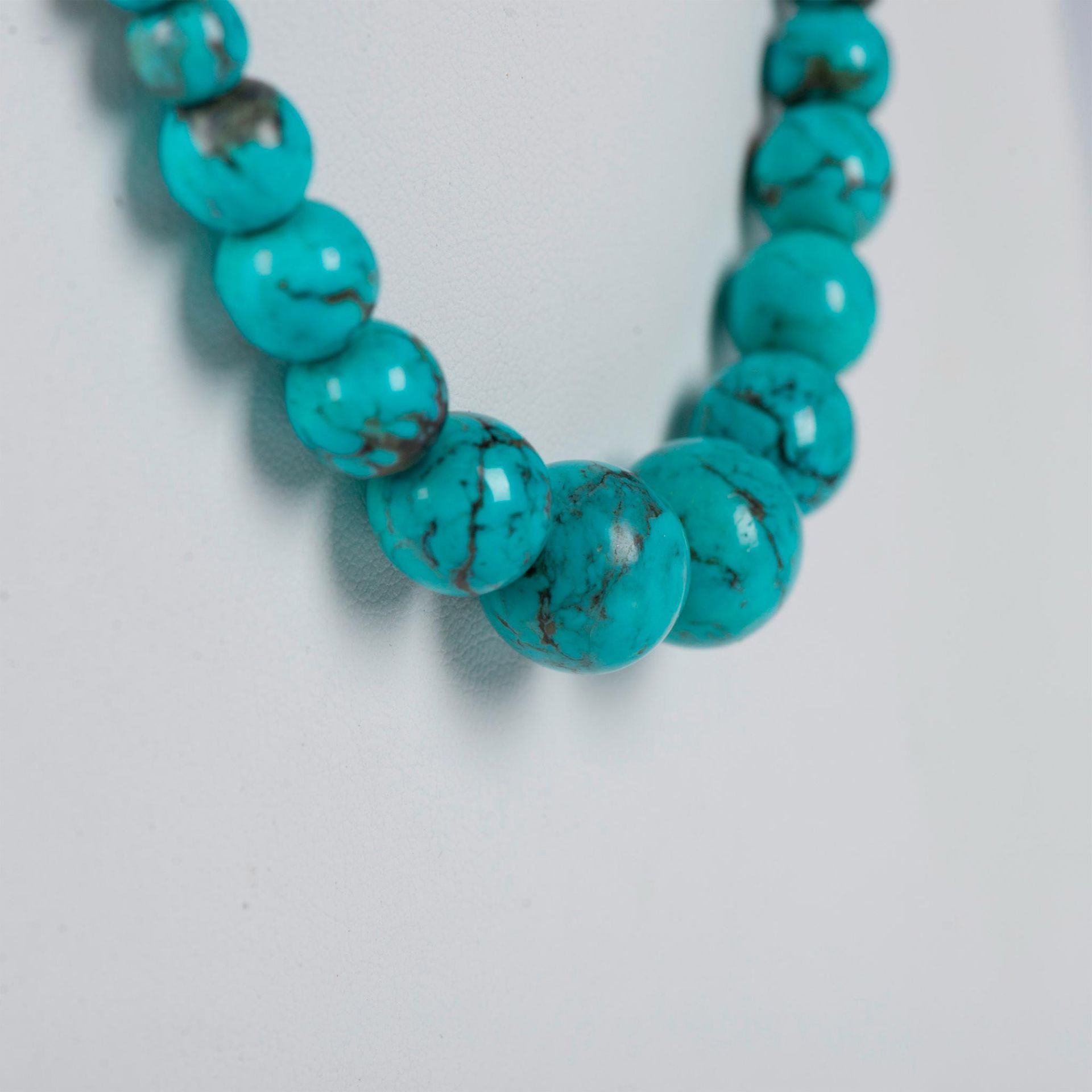 Turquoise Bead and Sterling Silver Necklace - Bild 3 aus 4