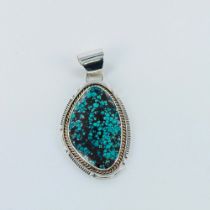 Bill Mex Dineh Sterling Silver and Turquoise Pendant