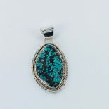 Bill Mex Dineh Sterling Silver and Turquoise Pendant