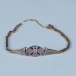 Estate Sweet Belle Epoque 18K Gold Diamond Ruby Bracelet