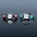 2pc Sterling Silver and Stone Watches