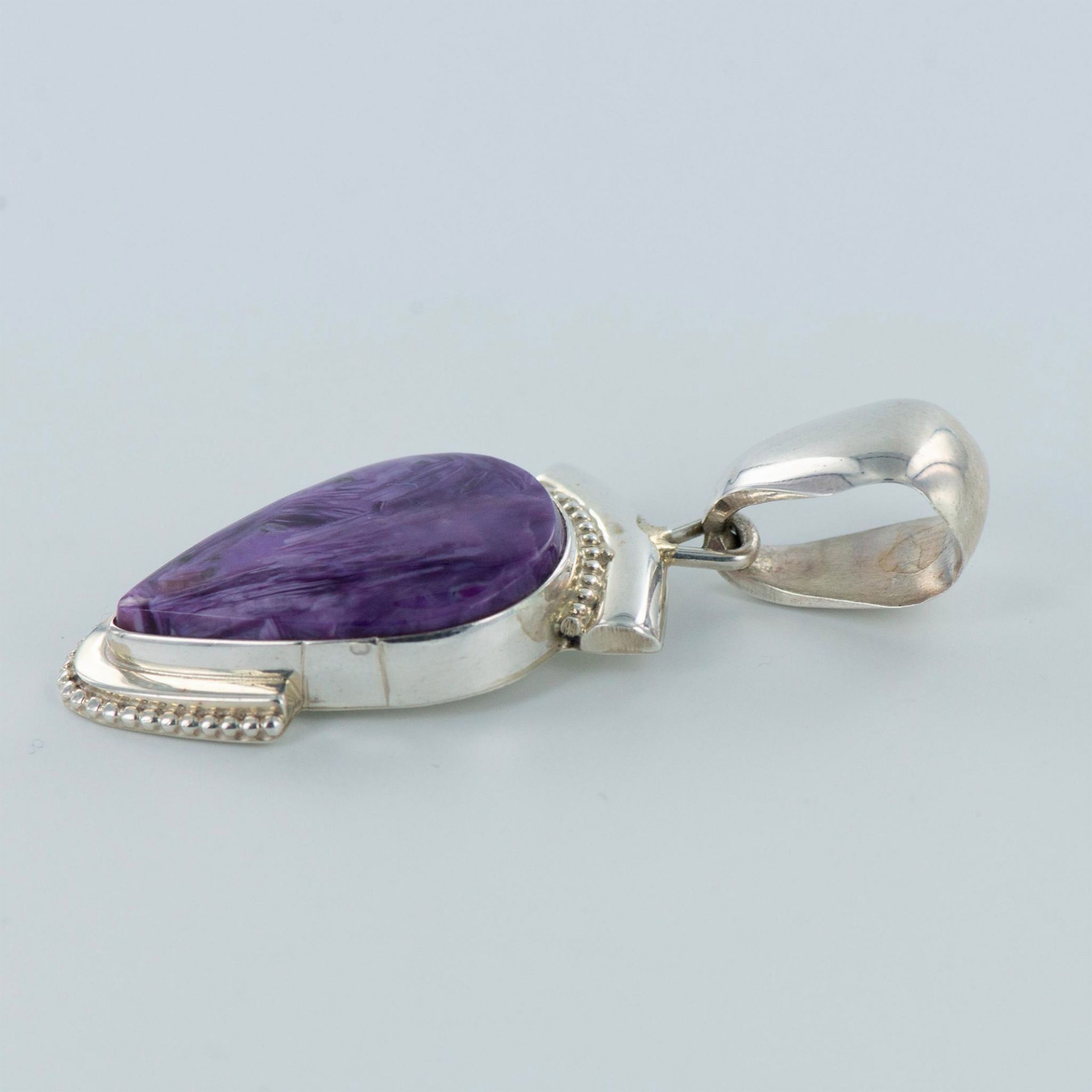 Navajo Gary G. Sanchez Charoite and Sterling Silver Pendant - Image 2 of 5