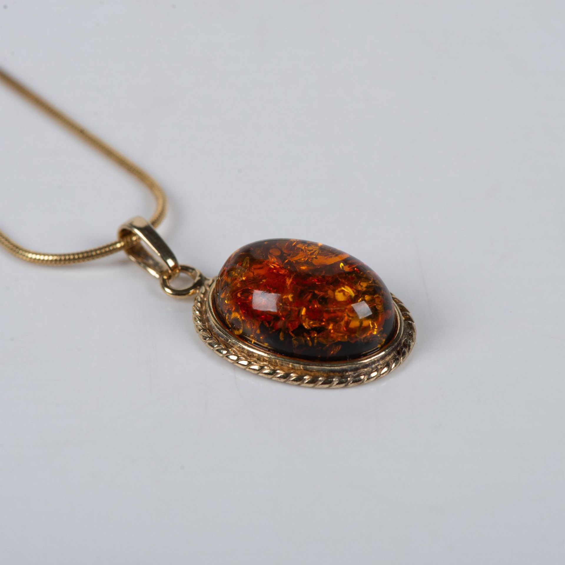 Gold-Washed Sterling Silver and Amber Necklace - Image 5 of 5