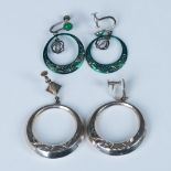 2 Pairs of Sterling Silver Screw Back Earrings