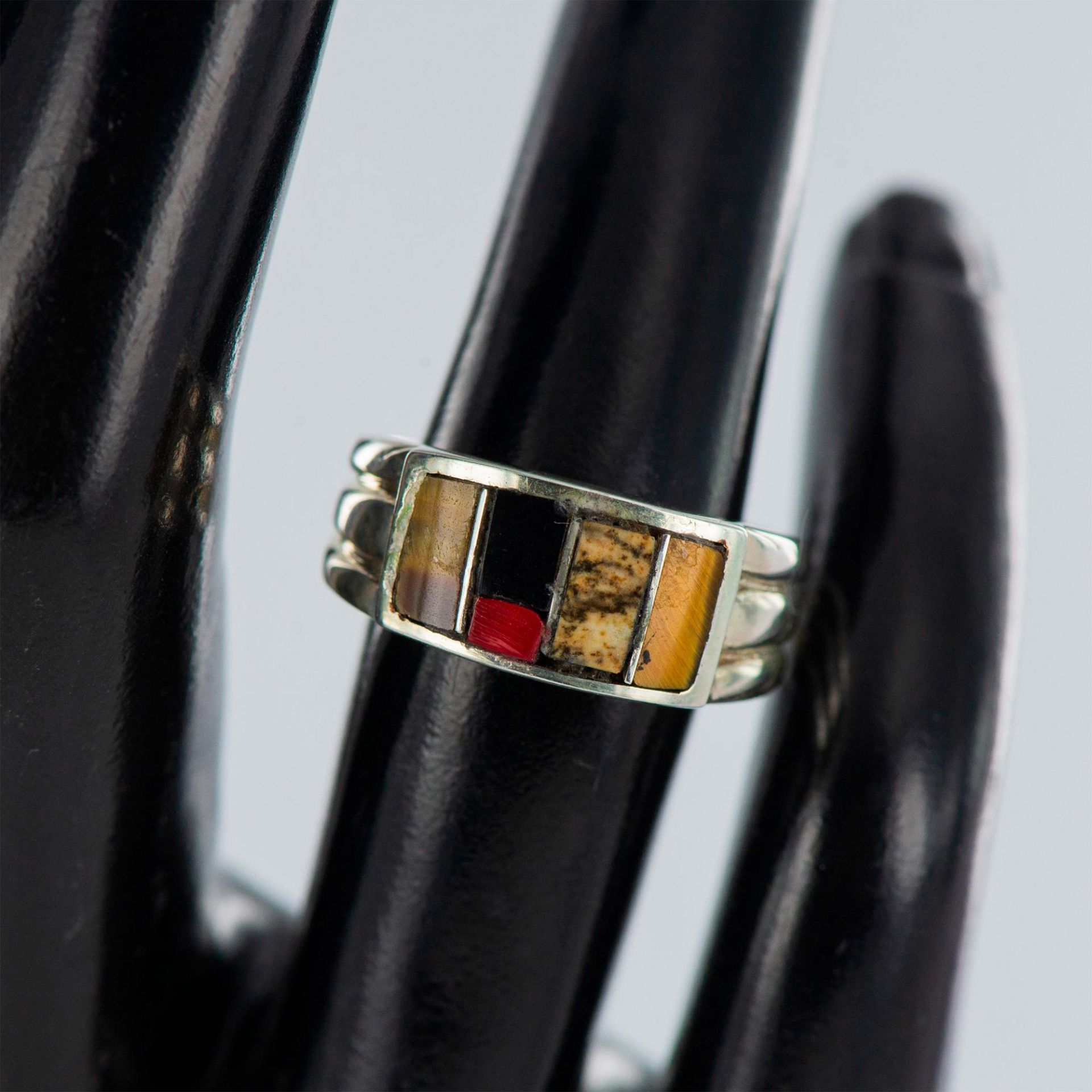 Native American Sterling Silver & Stone Bracelet & Ring Set - Image 3 of 9