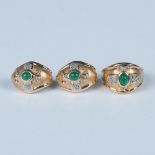 3pc 14k Gold and Emerald Ring and Earring Set