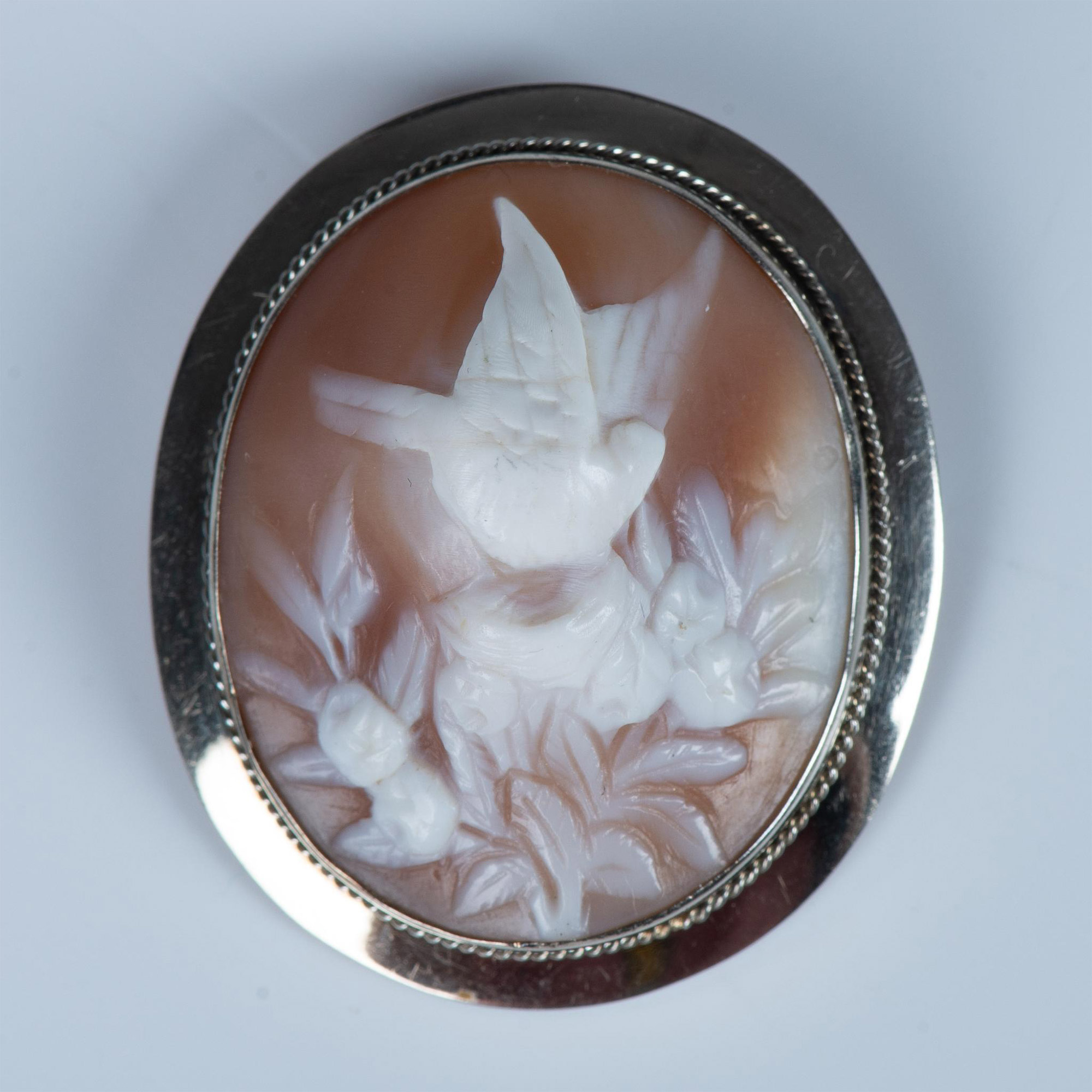 Sterling Silver Shell Cameo Brooch