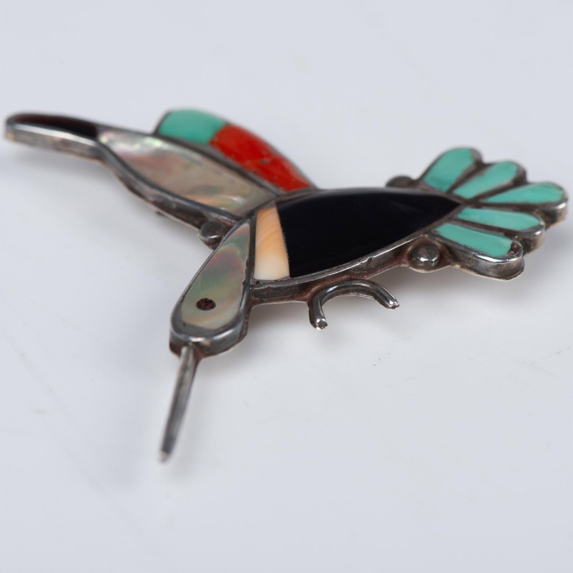 2pc Zuni Sterling Silver & Inlay Brooch/Pins - Bild 5 aus 5