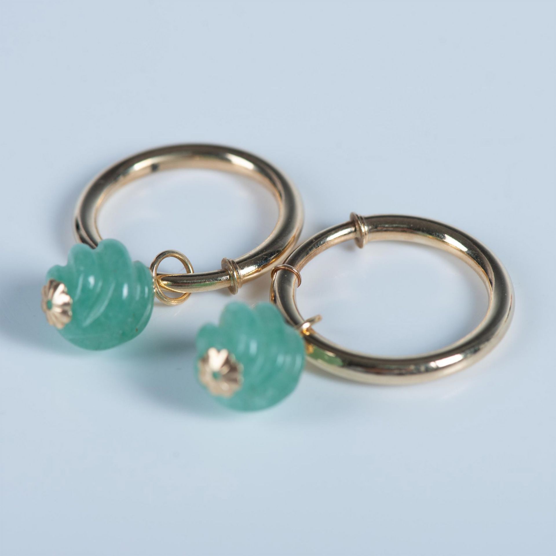 12pc Gold Hoop Earrings and Gemstone Charms - Image 2 of 6