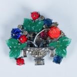 Sterling Silver & Multi Color Stone Tutti Frutti Style Basket Turn Pin