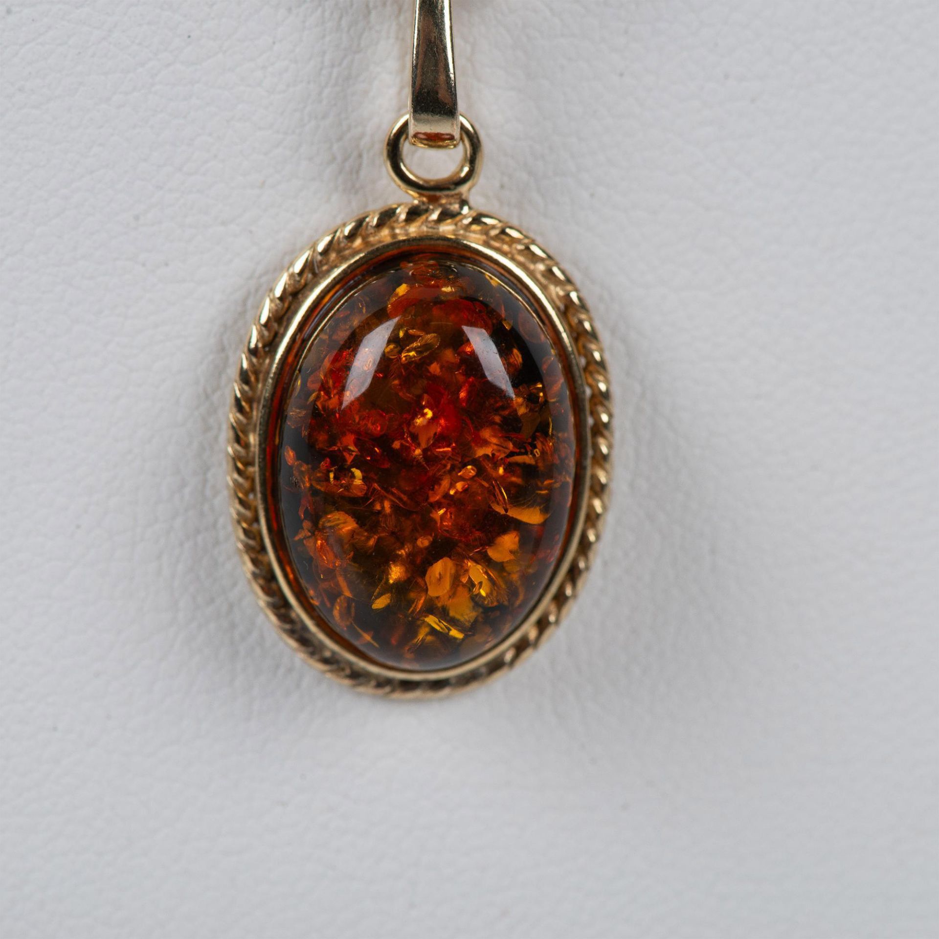 Gold-Washed Sterling Silver and Amber Necklace - Image 3 of 5