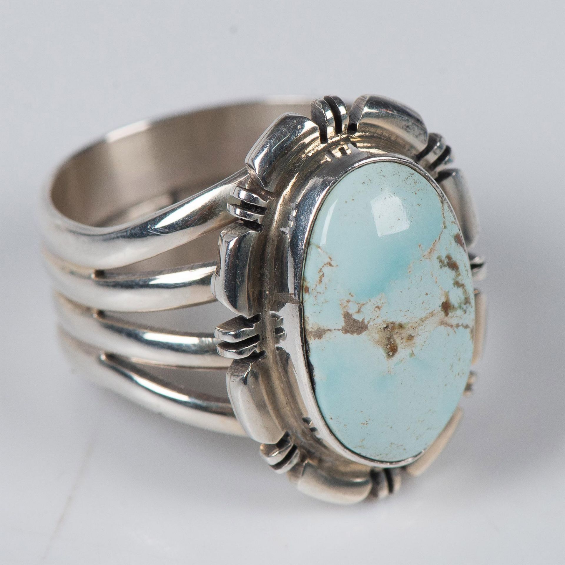 2pc Turquoise & Sterling Silver Bracelet & Ring Set - Bild 2 aus 9