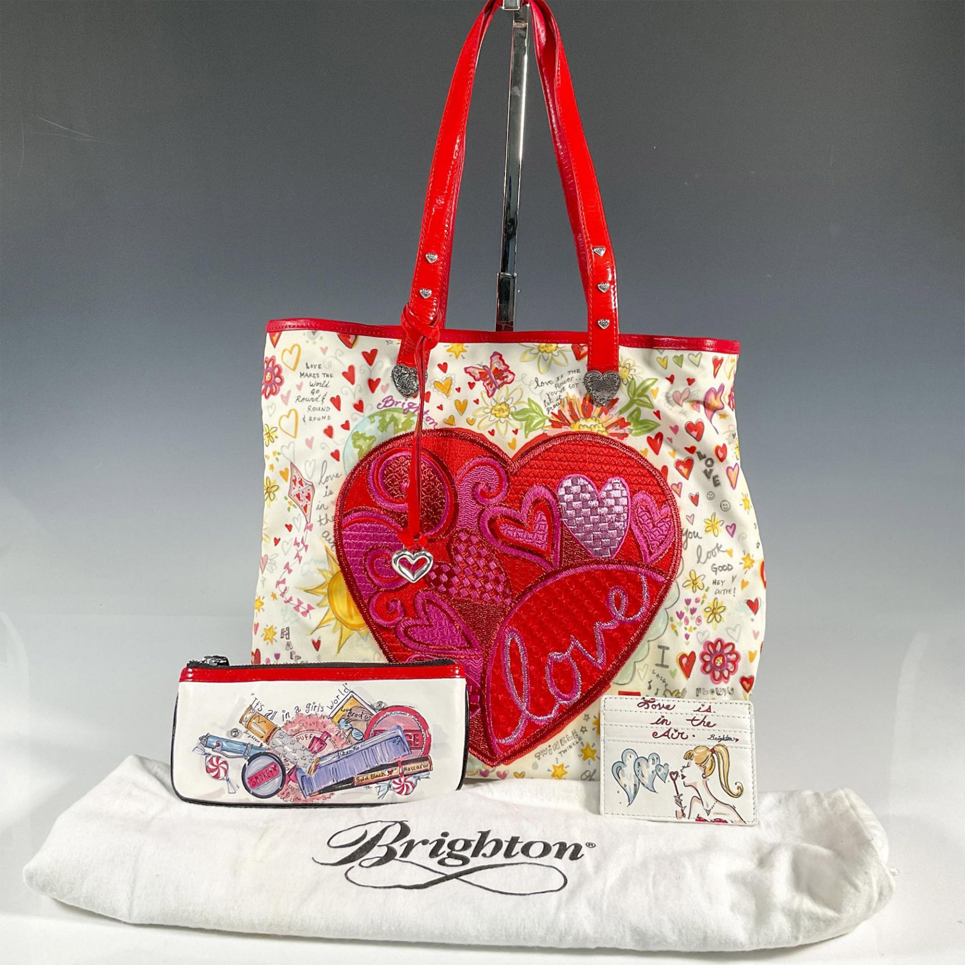 3pc Brighton Handbag, Wallet and Pouch, Love and Makeup - Image 4 of 4