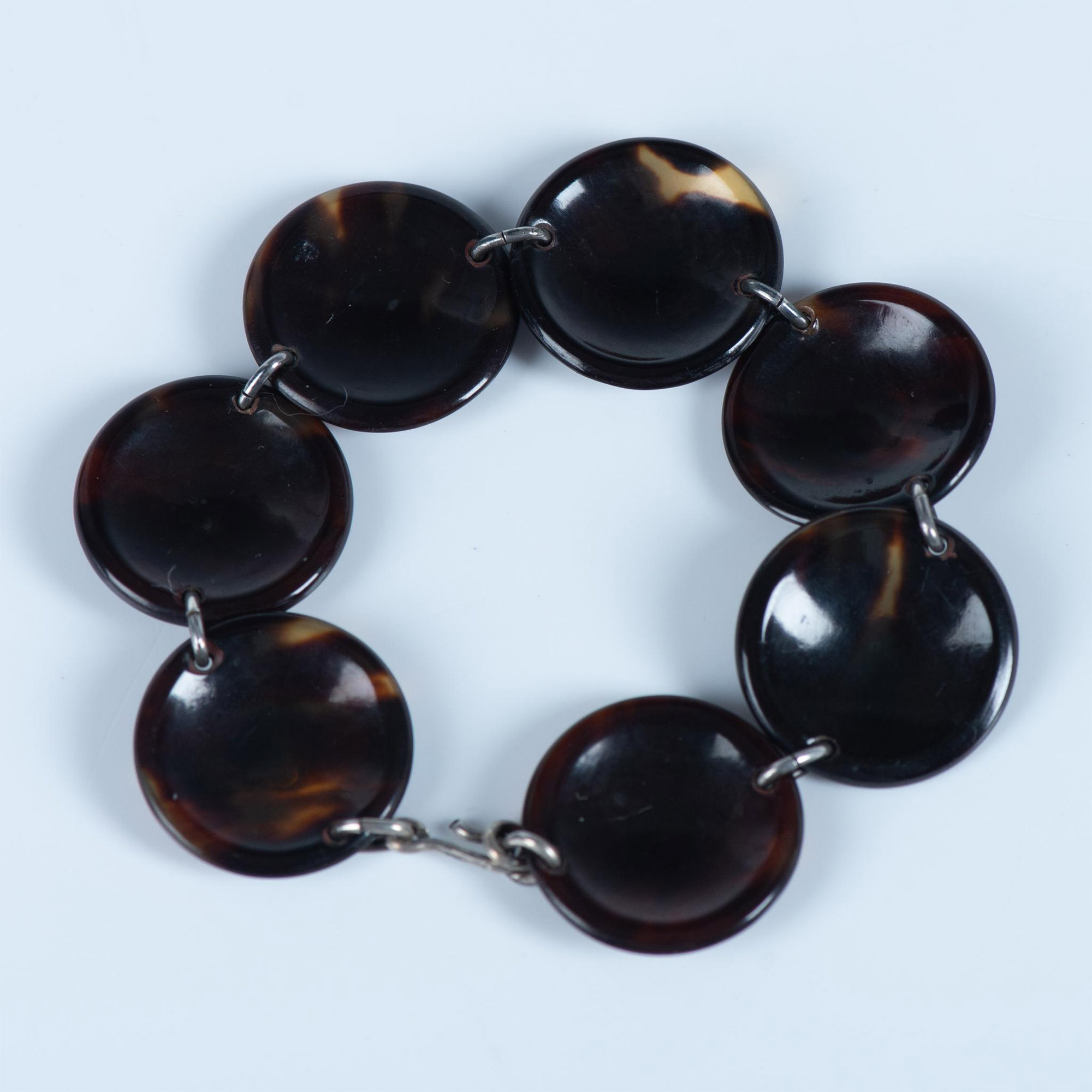 Tortoise Shell and Sterling Silver Inlay Bracelet - Image 2 of 3