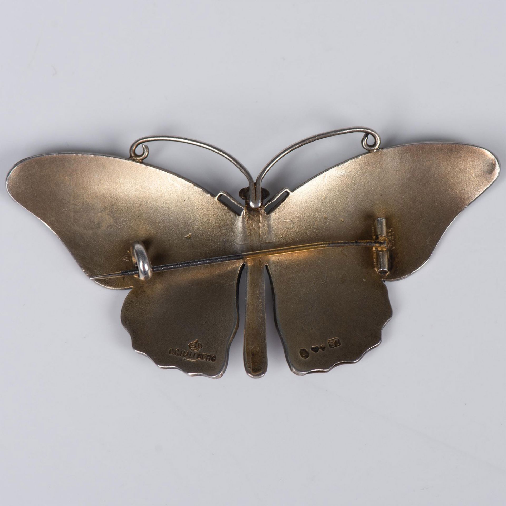 CG Hallberg Sterling Silver and Enamel Butterfly - Image 2 of 3