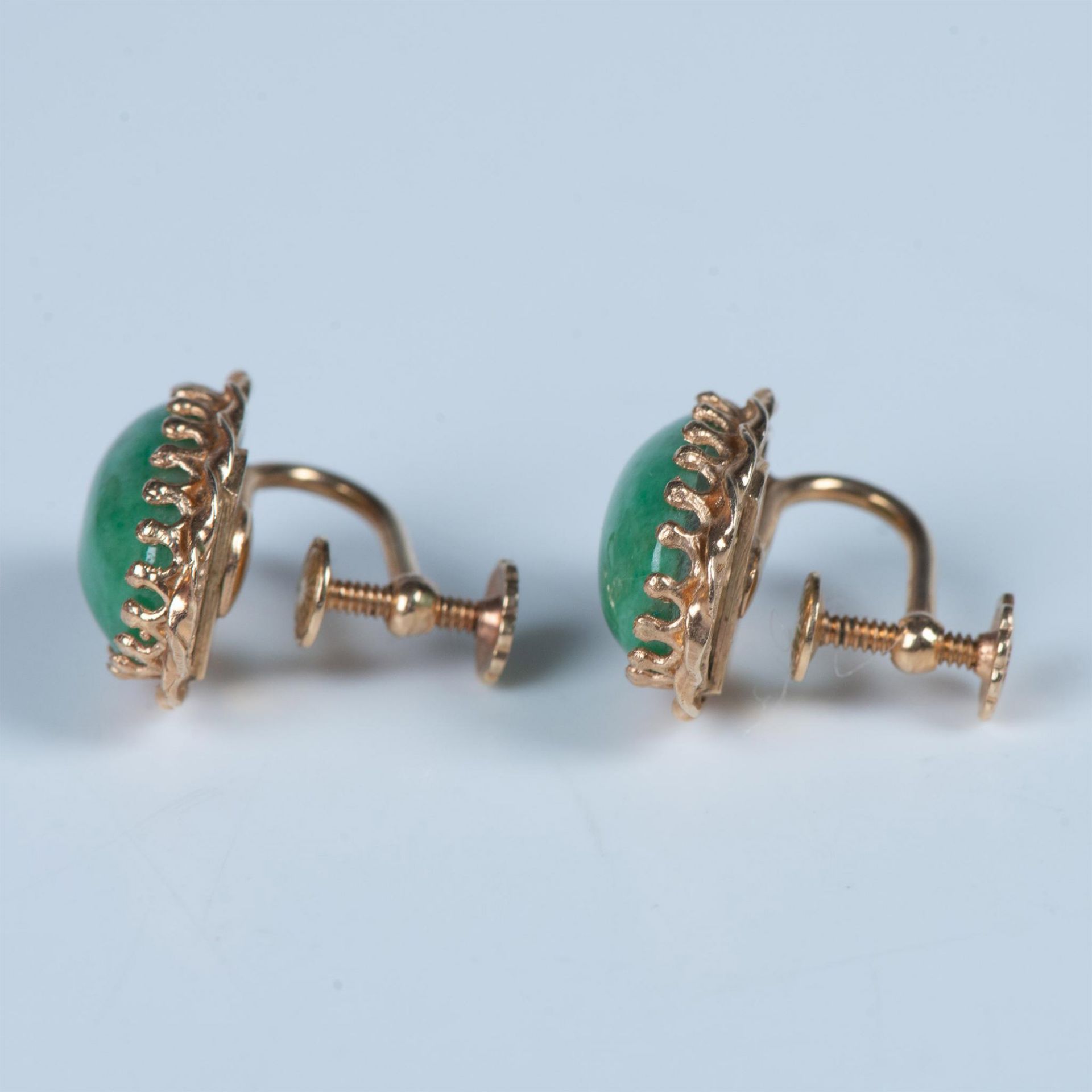Russian Jade and Gold Earrings - Image 2 of 5