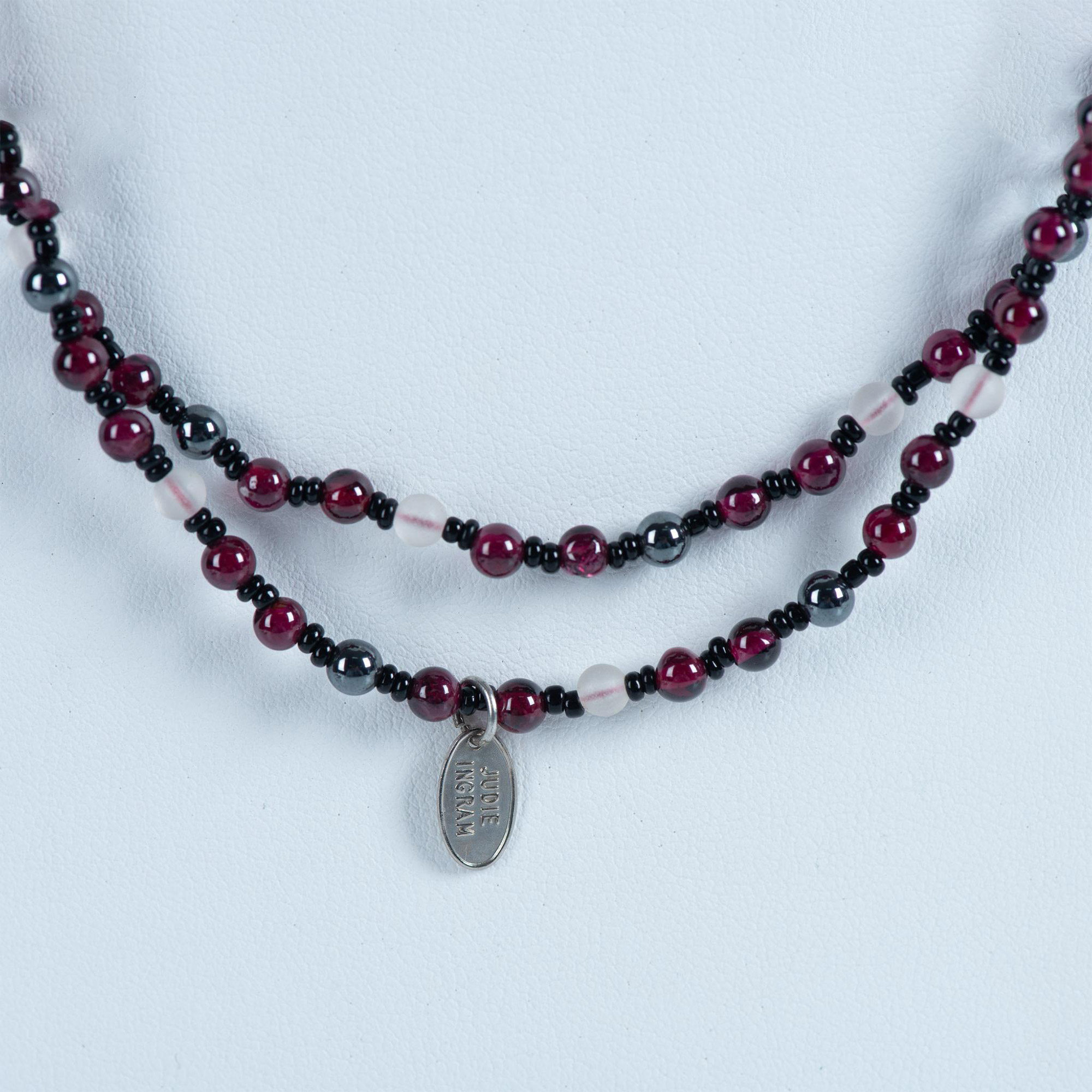 Judie Ingram Hematite and Glass Infinity Bead Necklace - Image 2 of 6