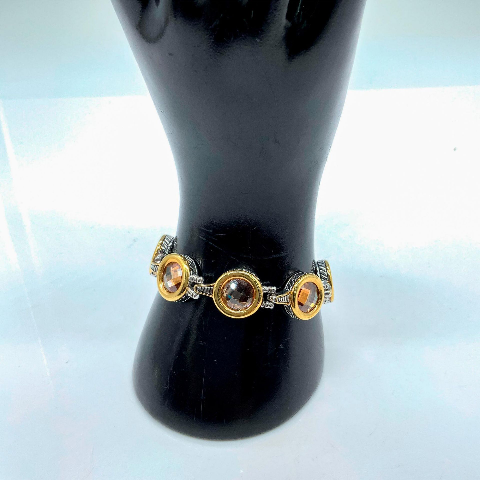 Designer Style Two-Tone Silver Plated Yellow Gemstone Bracelet - Image 3 of 3