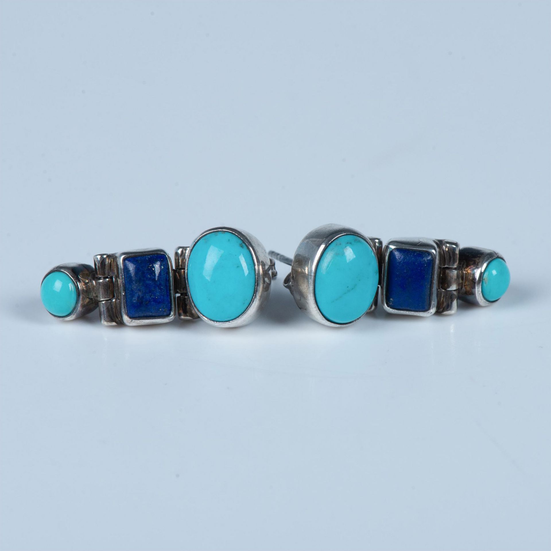 Asch Grossbardt Sterling Silver Turquoise and Lapis Lazuli Earrings - Image 2 of 5