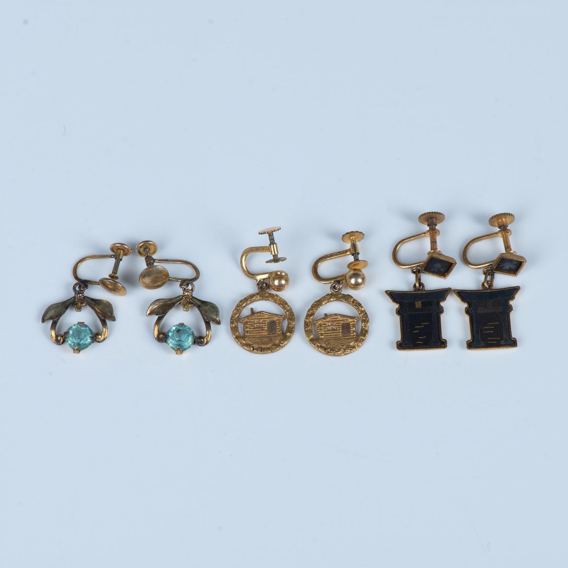 3 Pairs of Gold Tone Screw Back Earrings