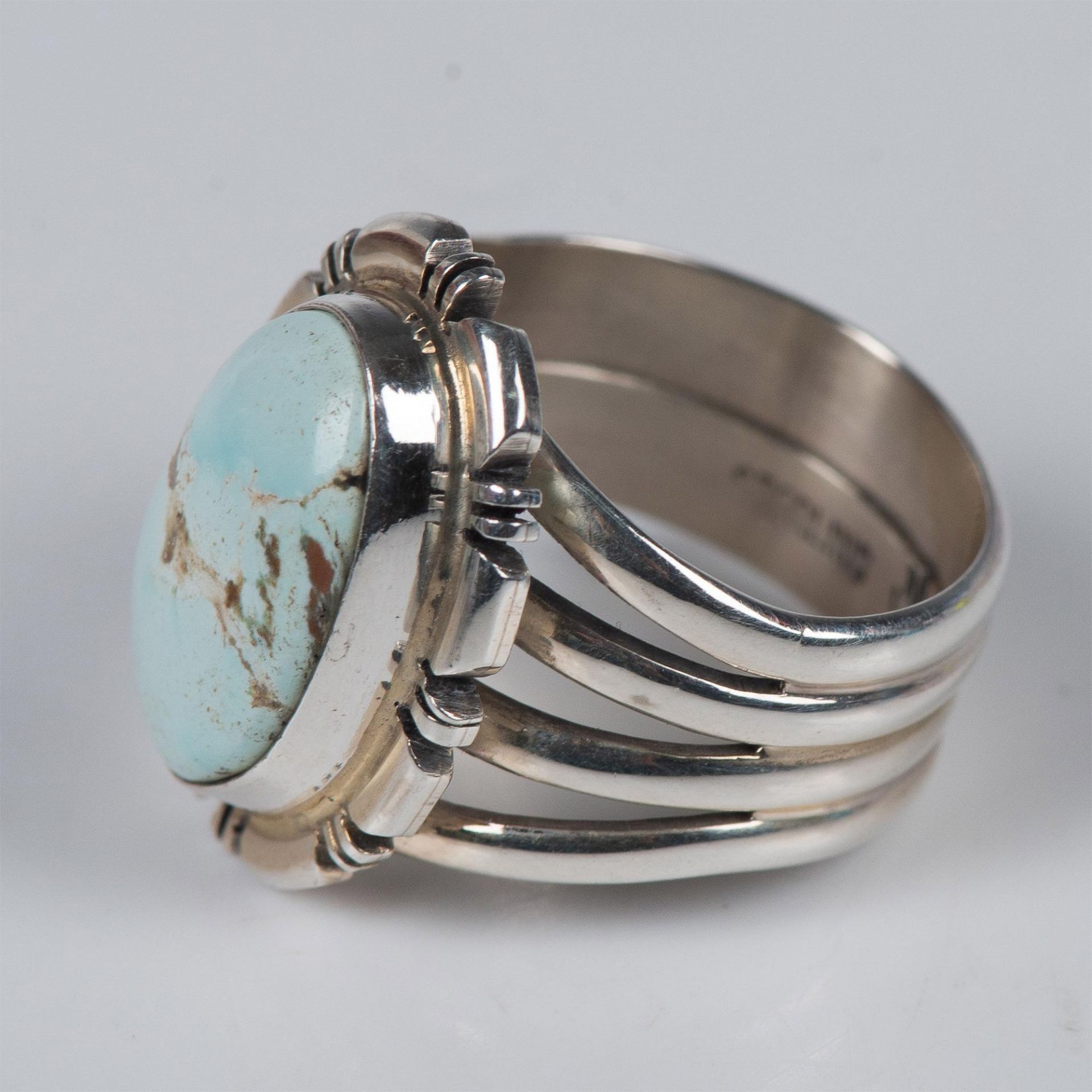 2pc Turquoise & Sterling Silver Bracelet & Ring Set - Bild 3 aus 9