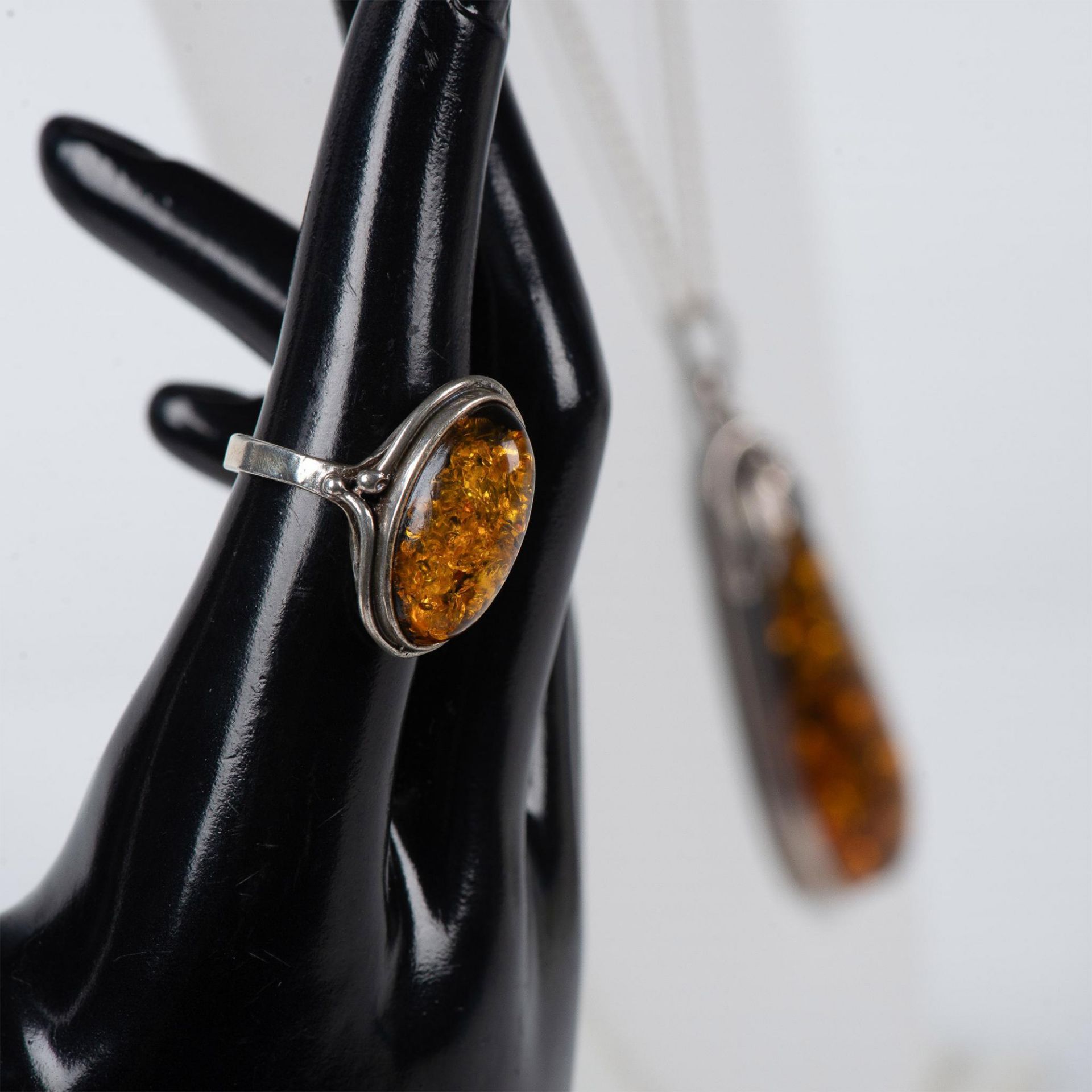 Gorgeous Sterling Silver and Amber Necklace and Ring - Bild 10 aus 10